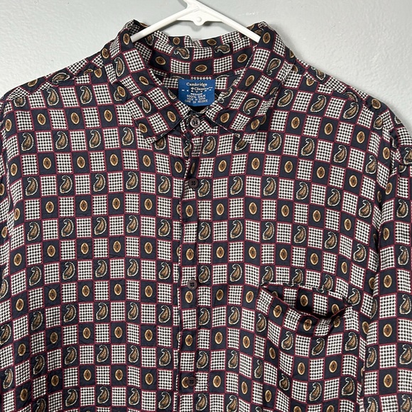 Men’s Cambridge Classic Mervyn Silk Shirt Hugh Hefner Style size M vintage - Picture 3 of 11